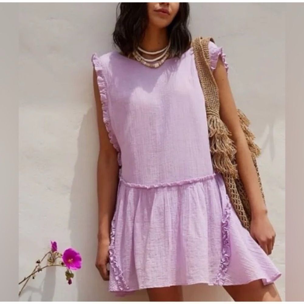 Free People Lilac Fizz Short And Sweet Oversized Boho Tunic Dress Size M / NWT